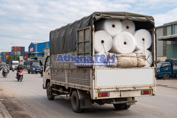 Vận chuyển cuộn xốp nổ bằng xe tải